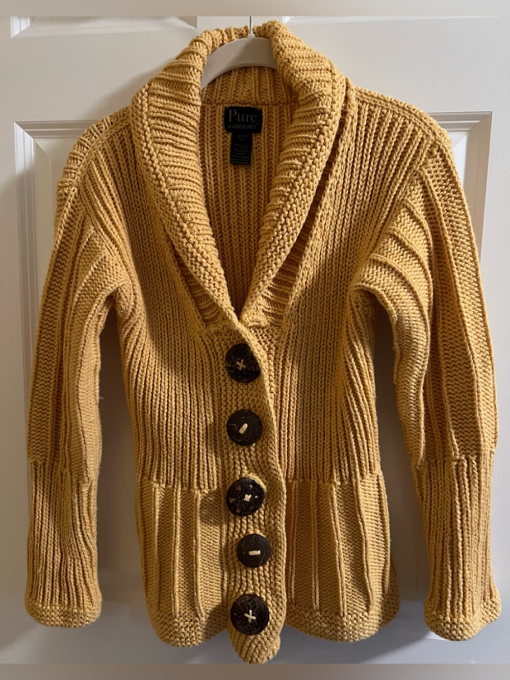 EUC Pure HandKnit pretty mustard chunky sweater. Size XS/S